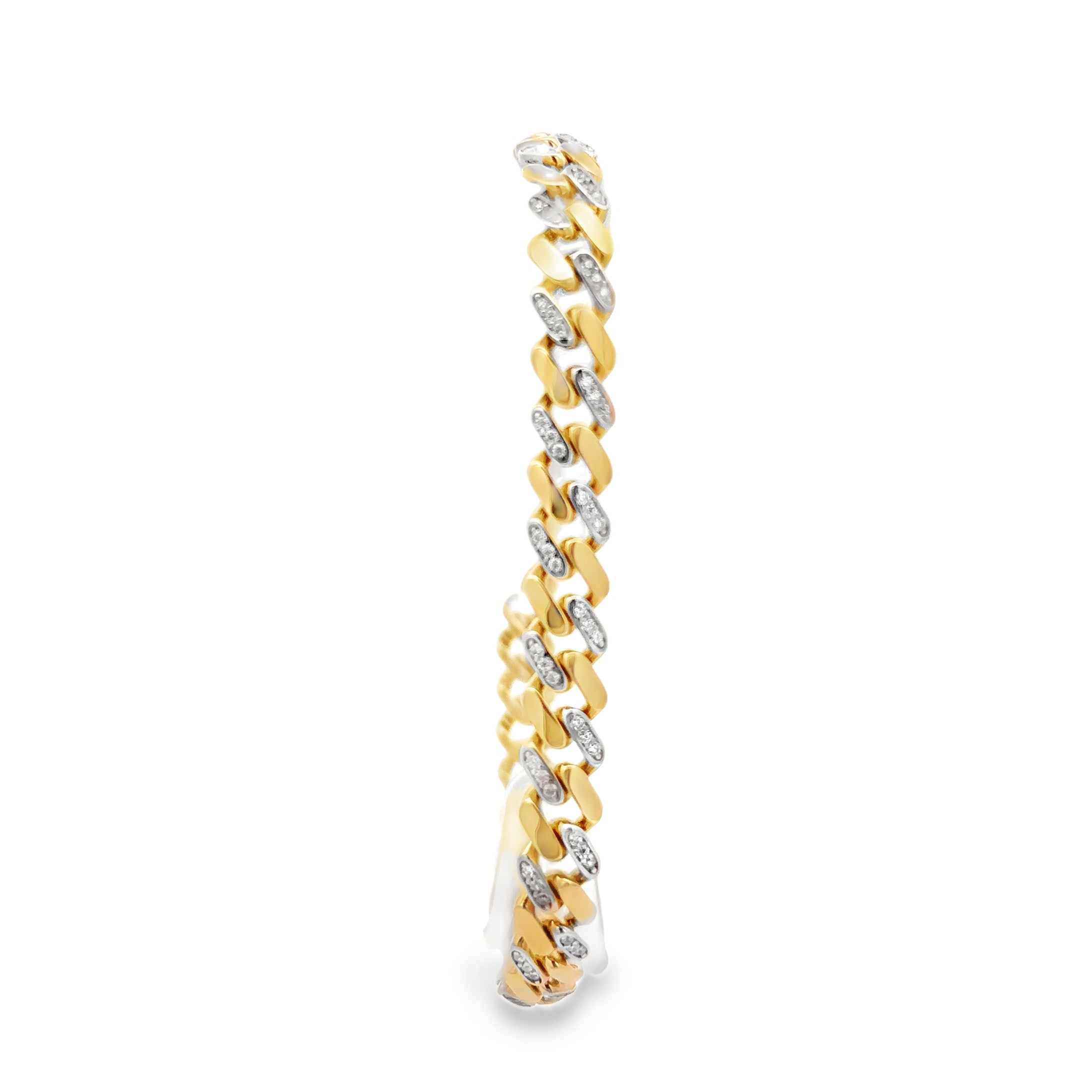 Pulsera de Oro Amarillo 14K con Broche y Zirconia Blanca