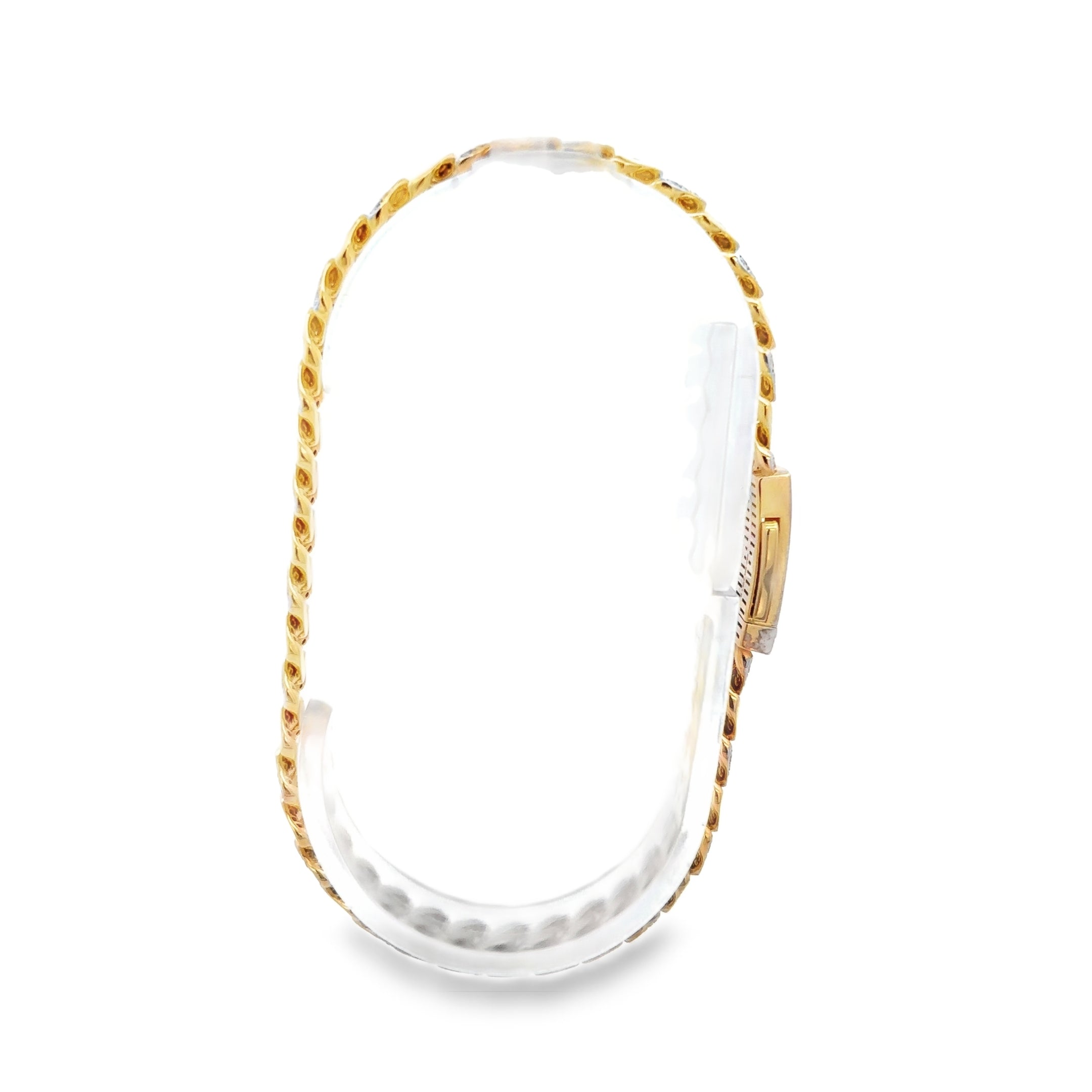 Pulsera de Oro Amarillo 14K con Broche y Zirconia Blanca