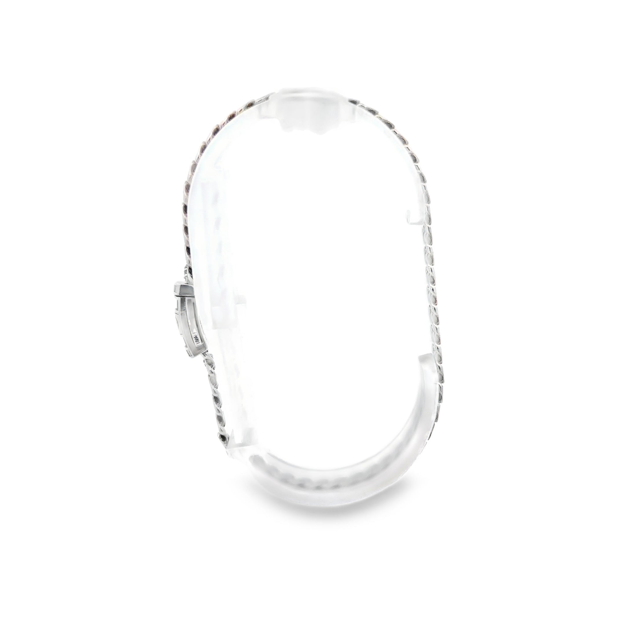 Pulsera Moderna en Oro Blanco 14K con broche de zirconias