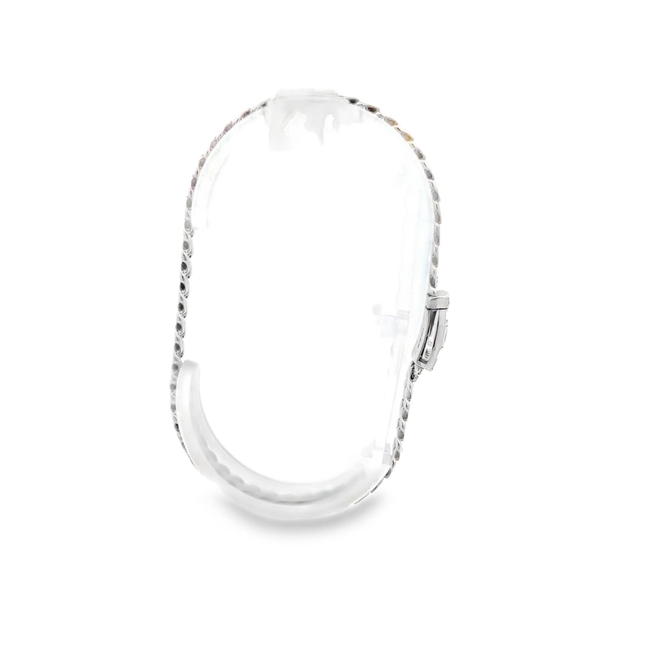 Pulsera Moderna en Oro Blanco 14K con broche de zirconias