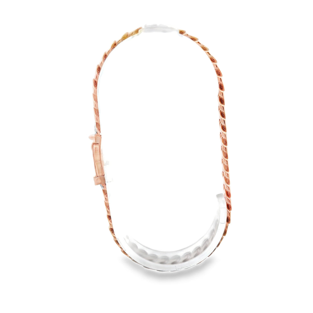 Pulsera Moderna de Oro rosa 14K con Broche en Zirconia Blanca