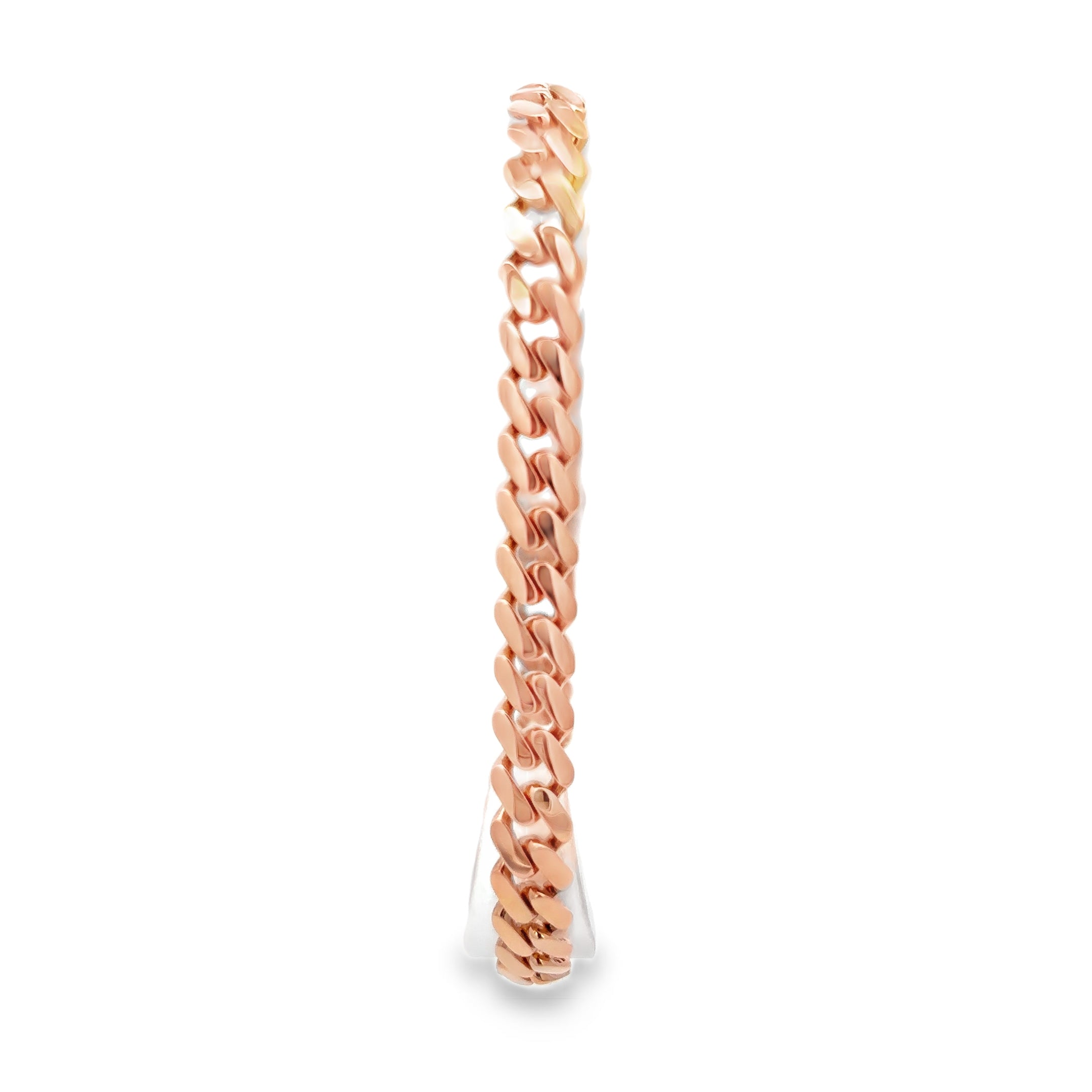 Pulsera Moderna de Oro rosa 14K con Broche en Zirconia Blanca