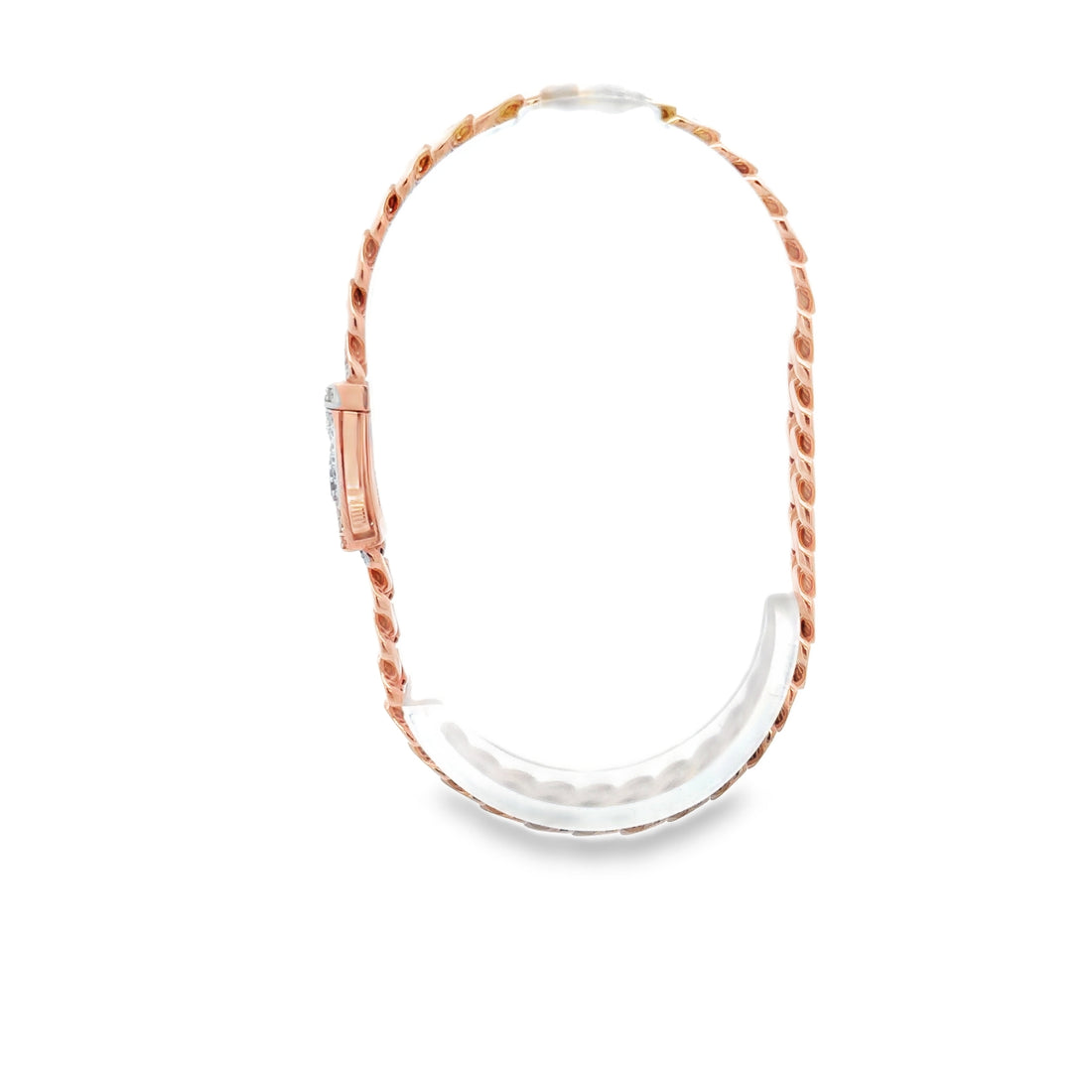 Pulsera de Oro rosa 14K con Broche en Zirconia Blanca