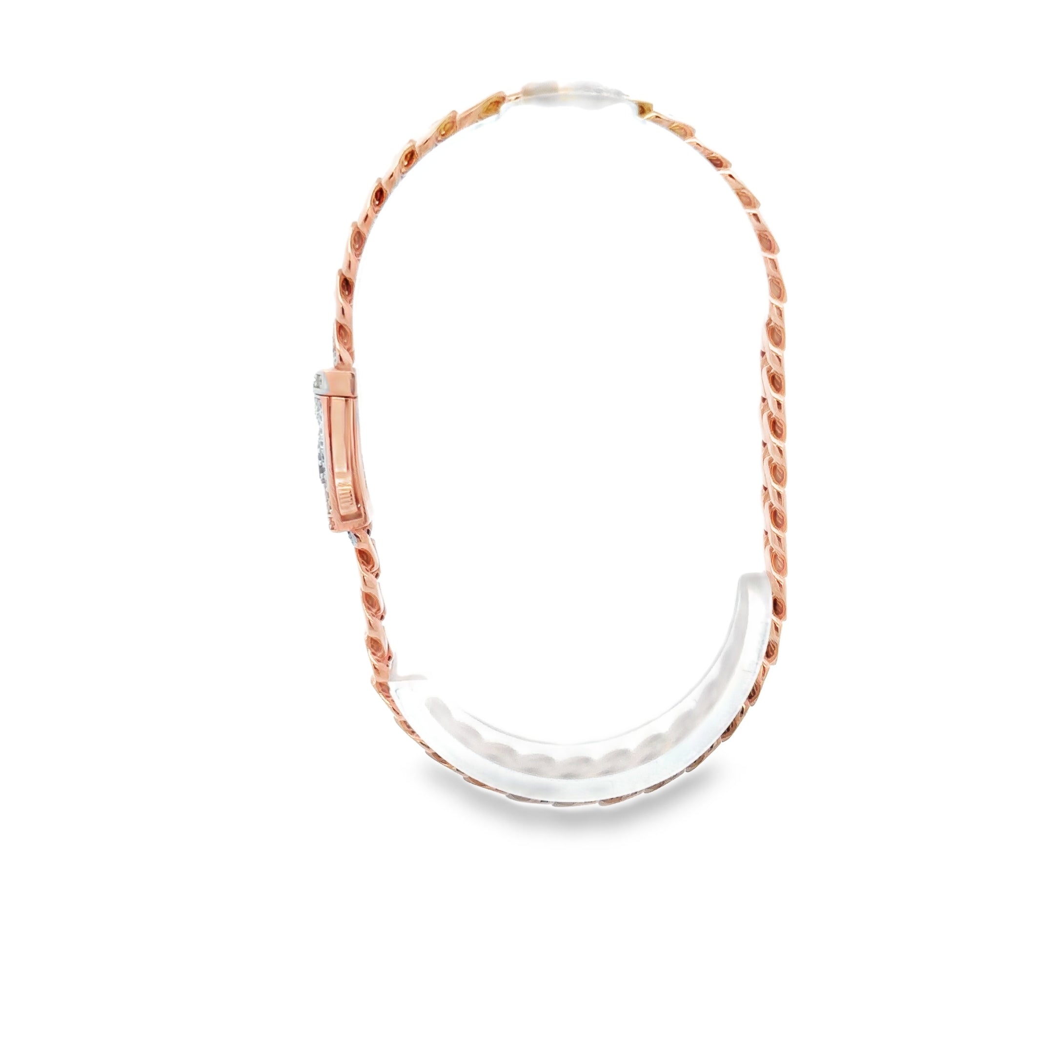 Pulsera de Oro rosa 14K con Broche en Zirconia Blanca