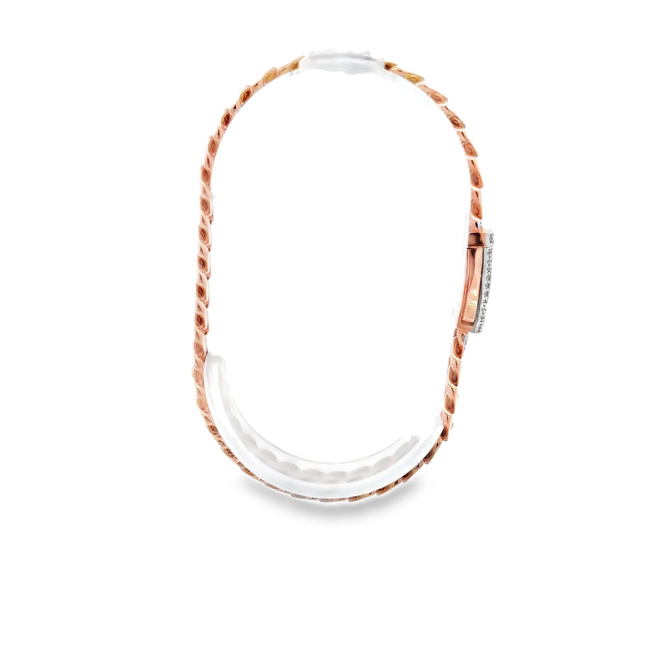 Pulsera de Oro rosa 14K con Broche en Zirconia Blanca