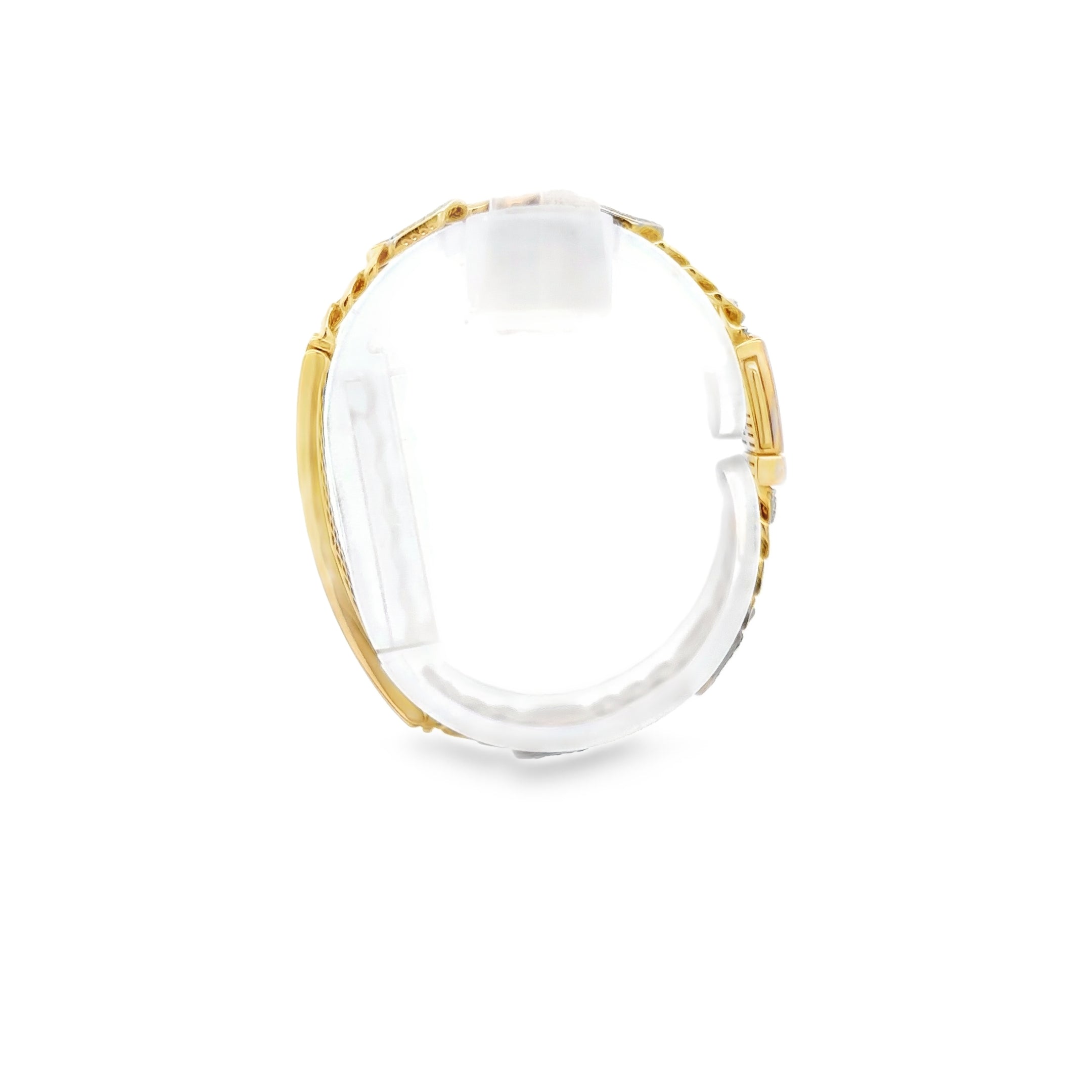 Esclava Moderna de Oro 14K con Broche en Zirconia Blanca