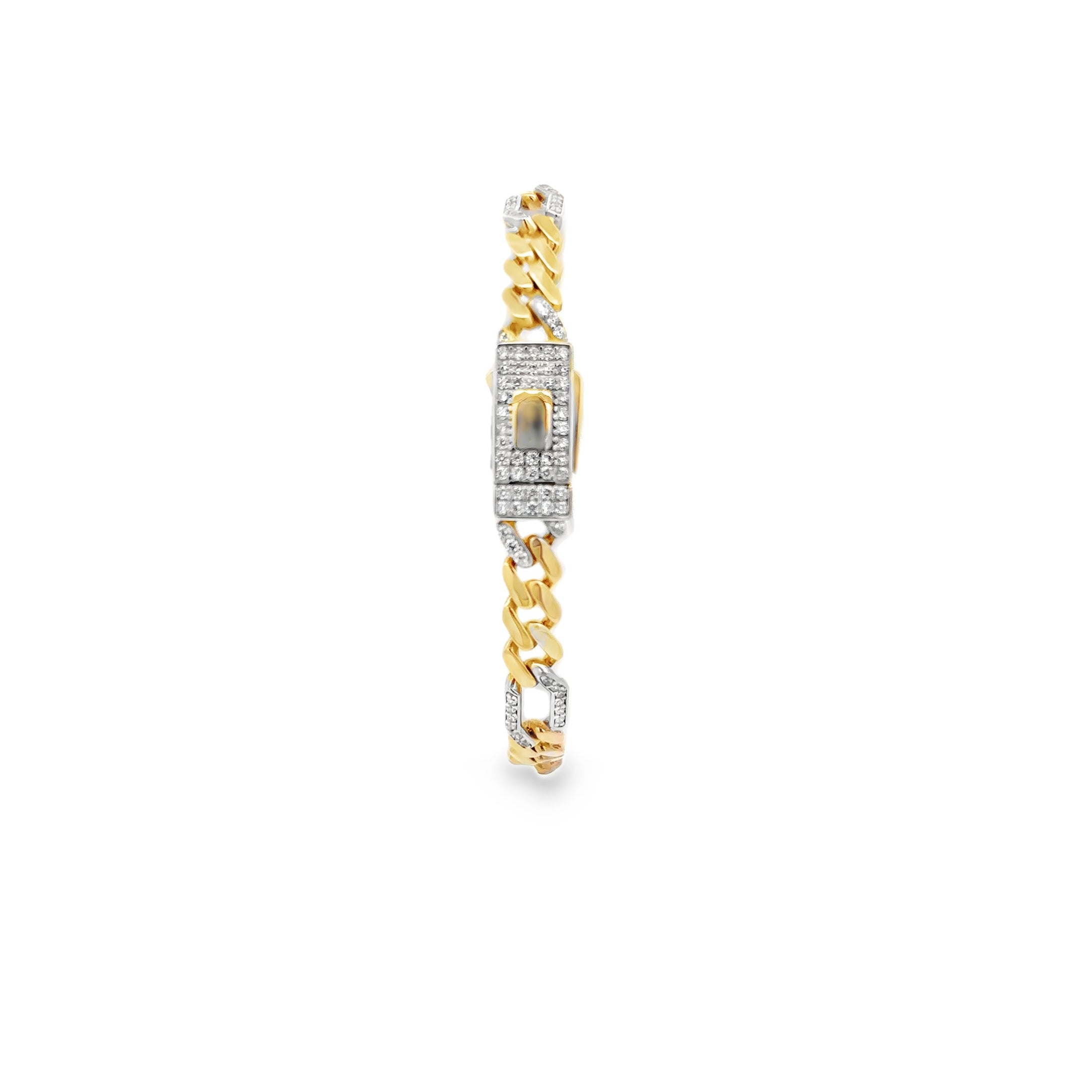 Esclava Moderna de Oro 14K con Broche en Zirconia Blanca