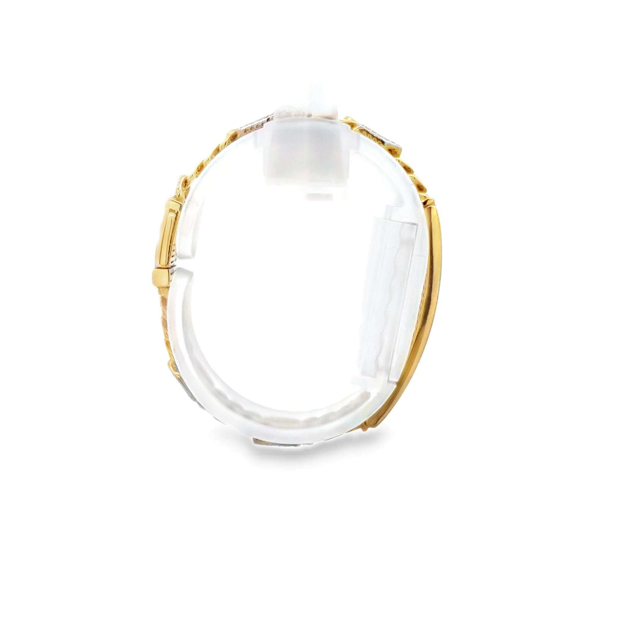 Esclava Moderna de Oro 14K con Broche en Zirconia Blanca
