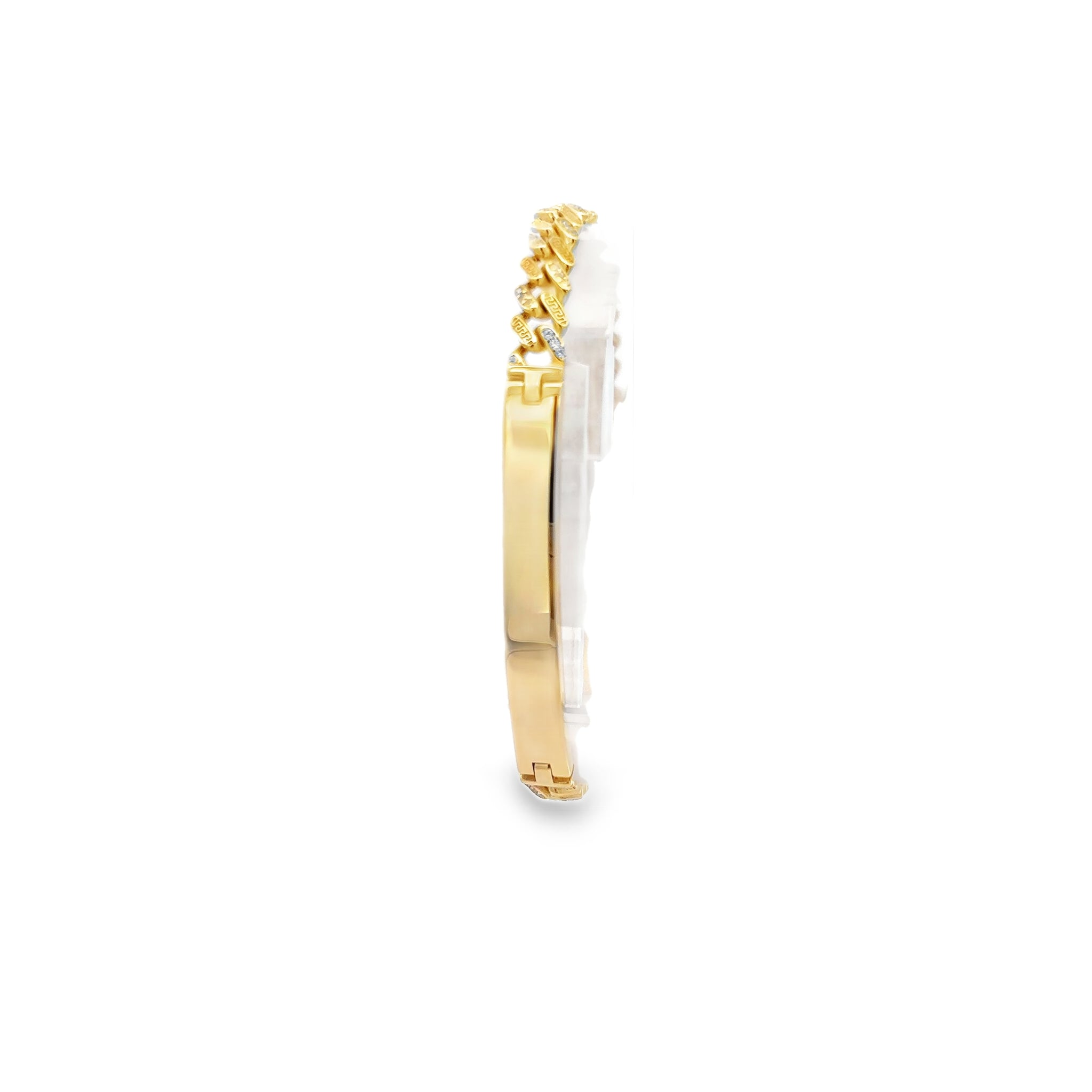 Esclava de Oro 14K con Broche en Zirconia Blanca