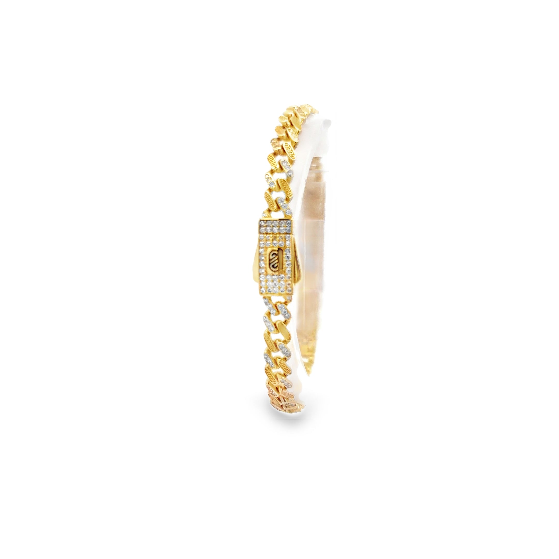 Esclava de Oro 14K con Broche en Zirconia Blanca