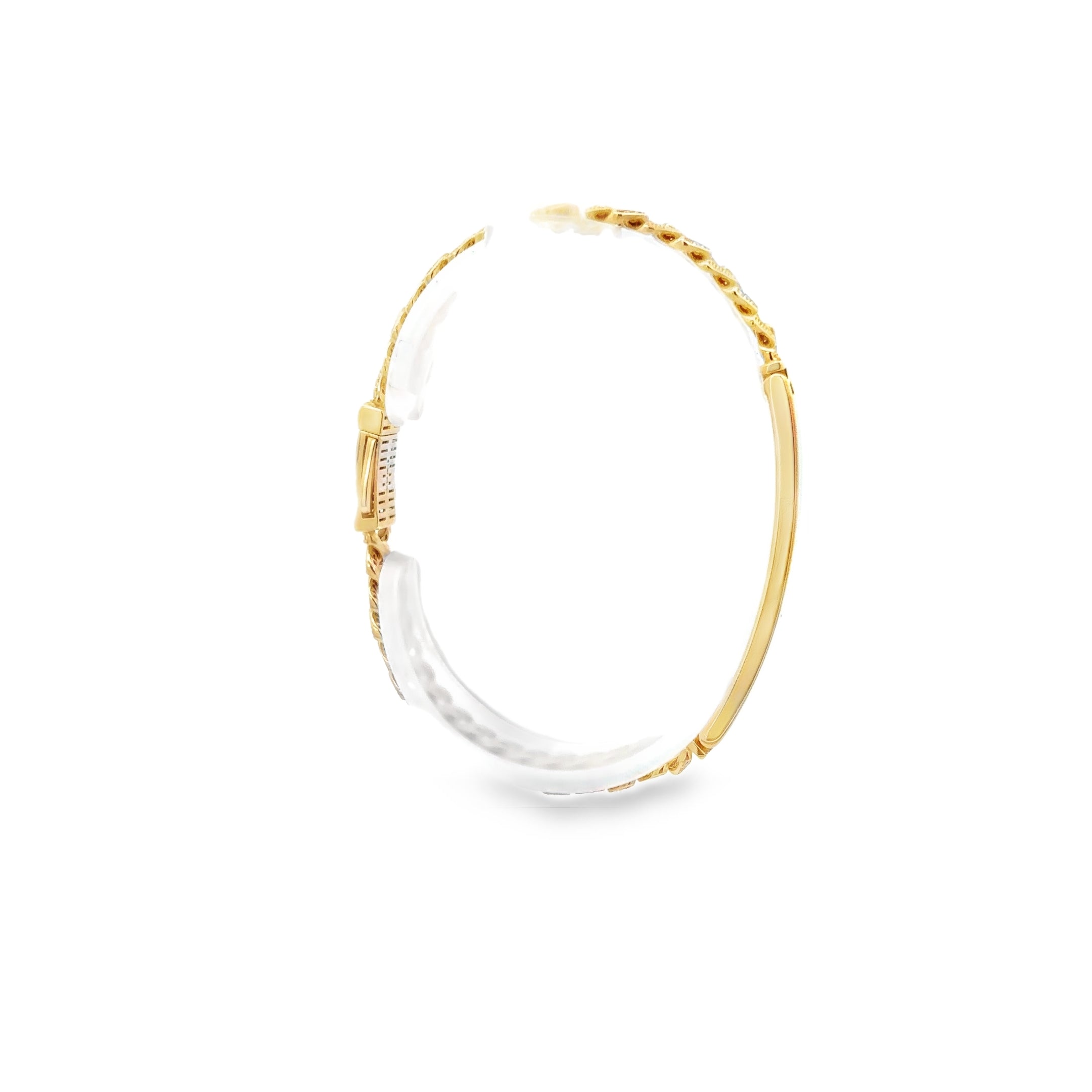 Esclava de Oro 14K con Broche en Zirconia Blanca