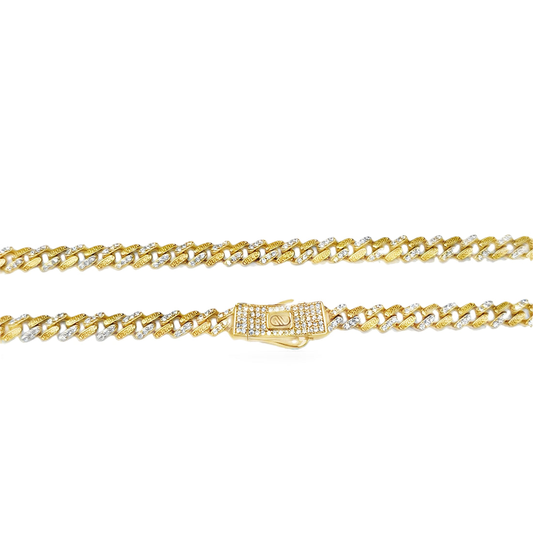 Cadena de Oro 14K con Detalles de Zirconia Blanca