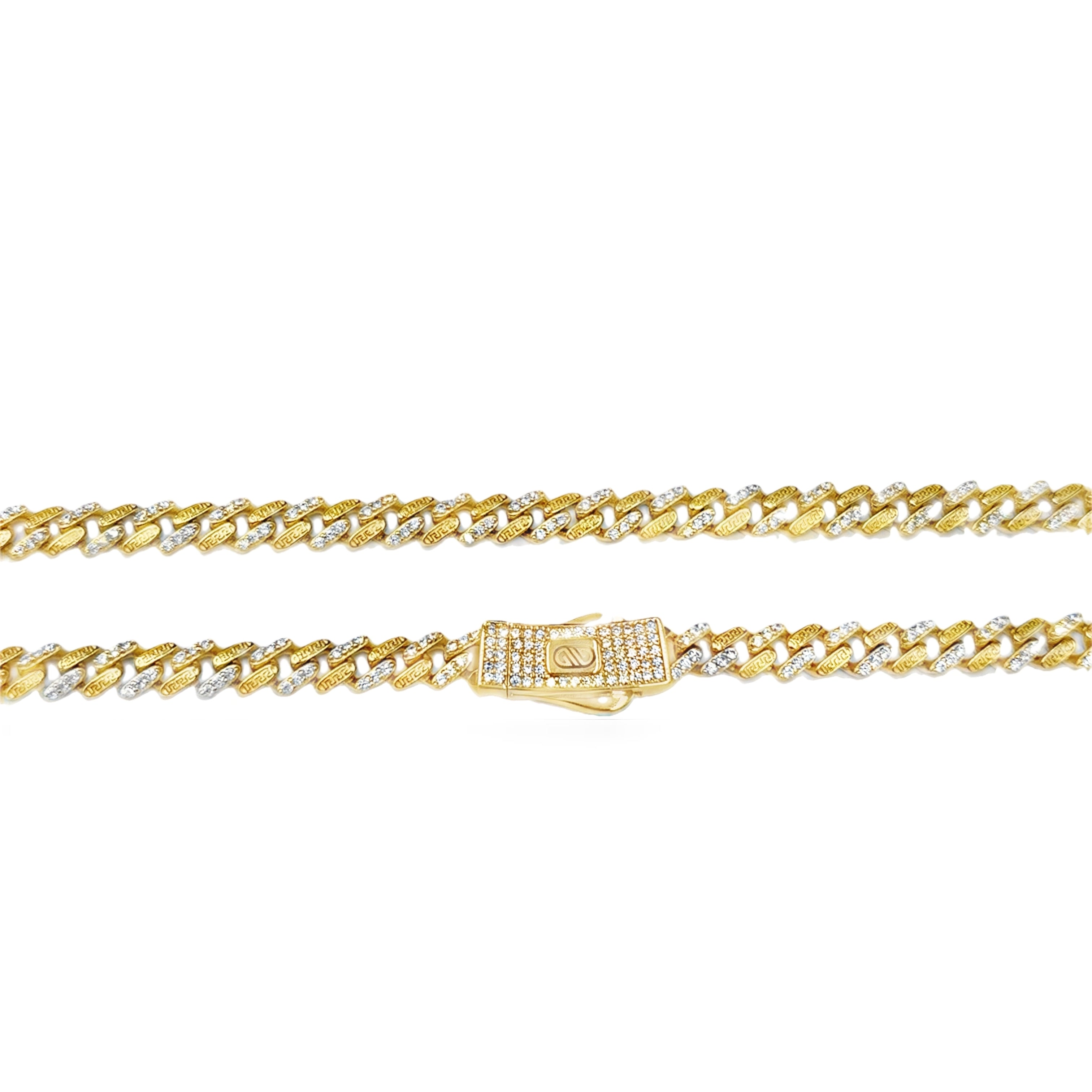 Cadena de Oro 14K con Detalles de Zirconia Blanca