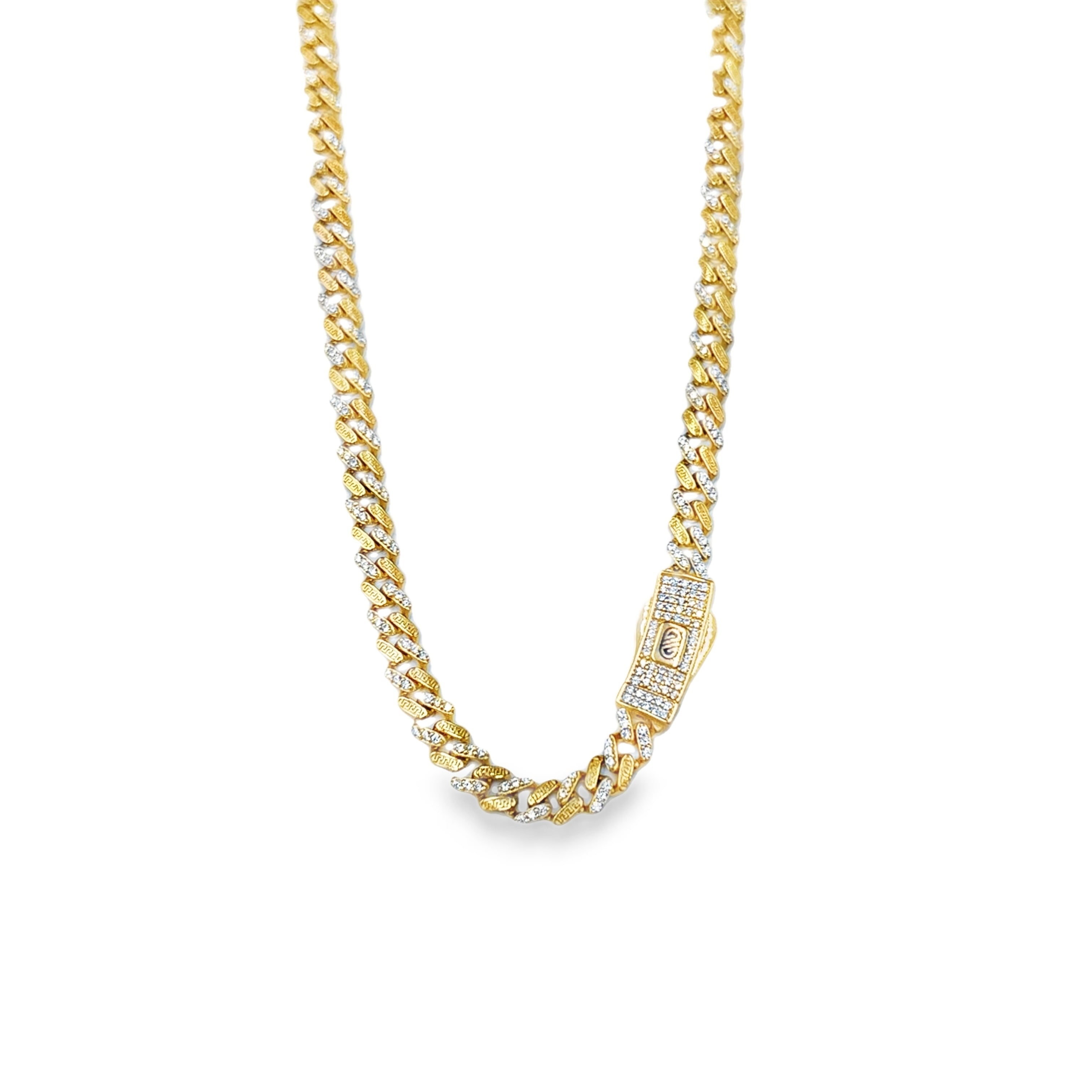 Cadena de Oro 14K con Detalles de Zirconia Blanca