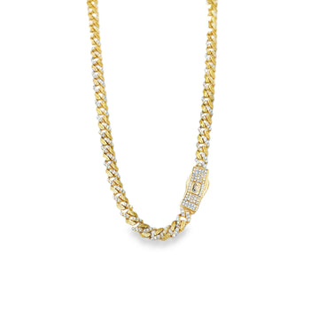 Cadena de Oro 14K con Detalles de Zirconia Blanca