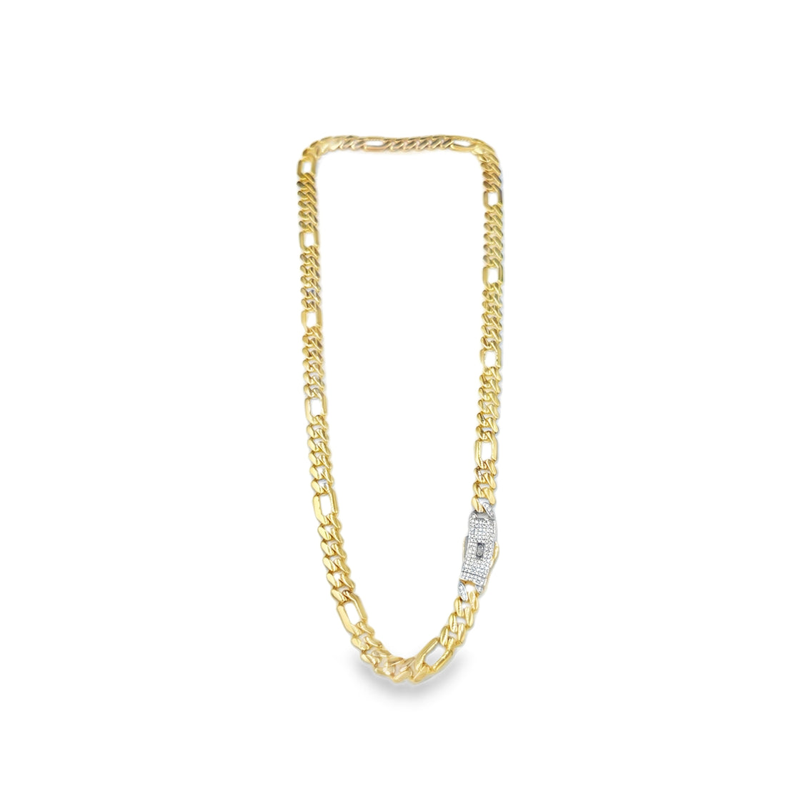 Cadena Elegante en Oro 14K con Cierre en Zirconia Blanca