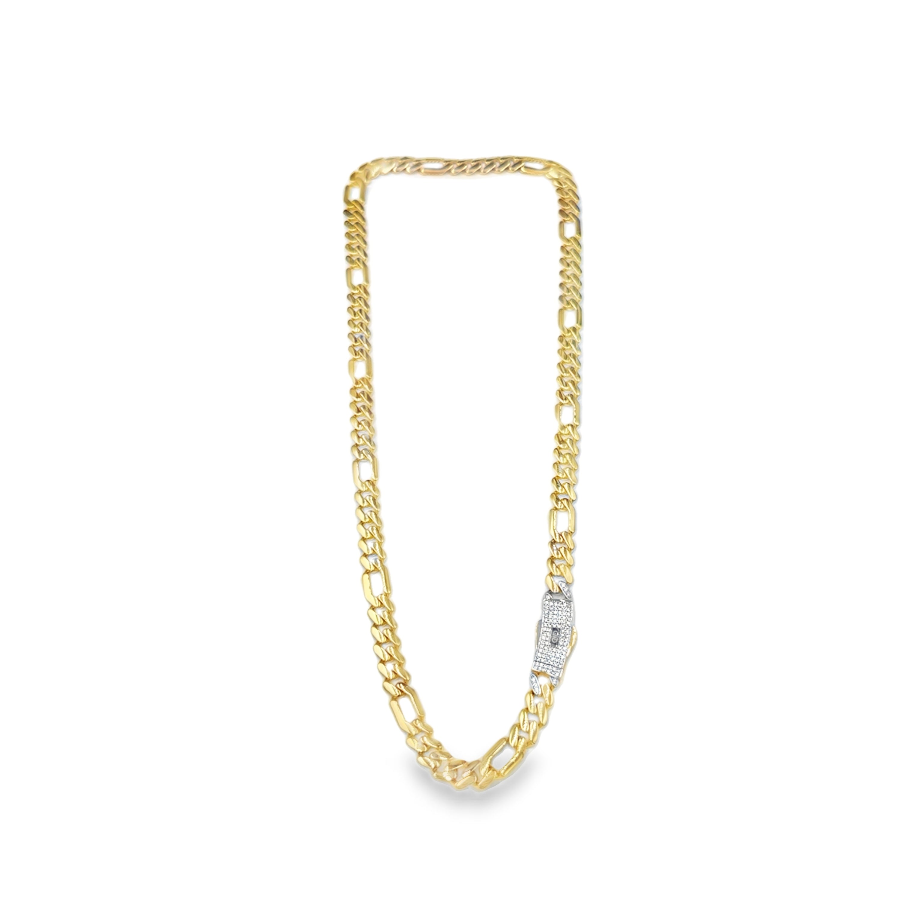 Cadena Elegante en Oro 14K con Cierre en Zirconia Blanca