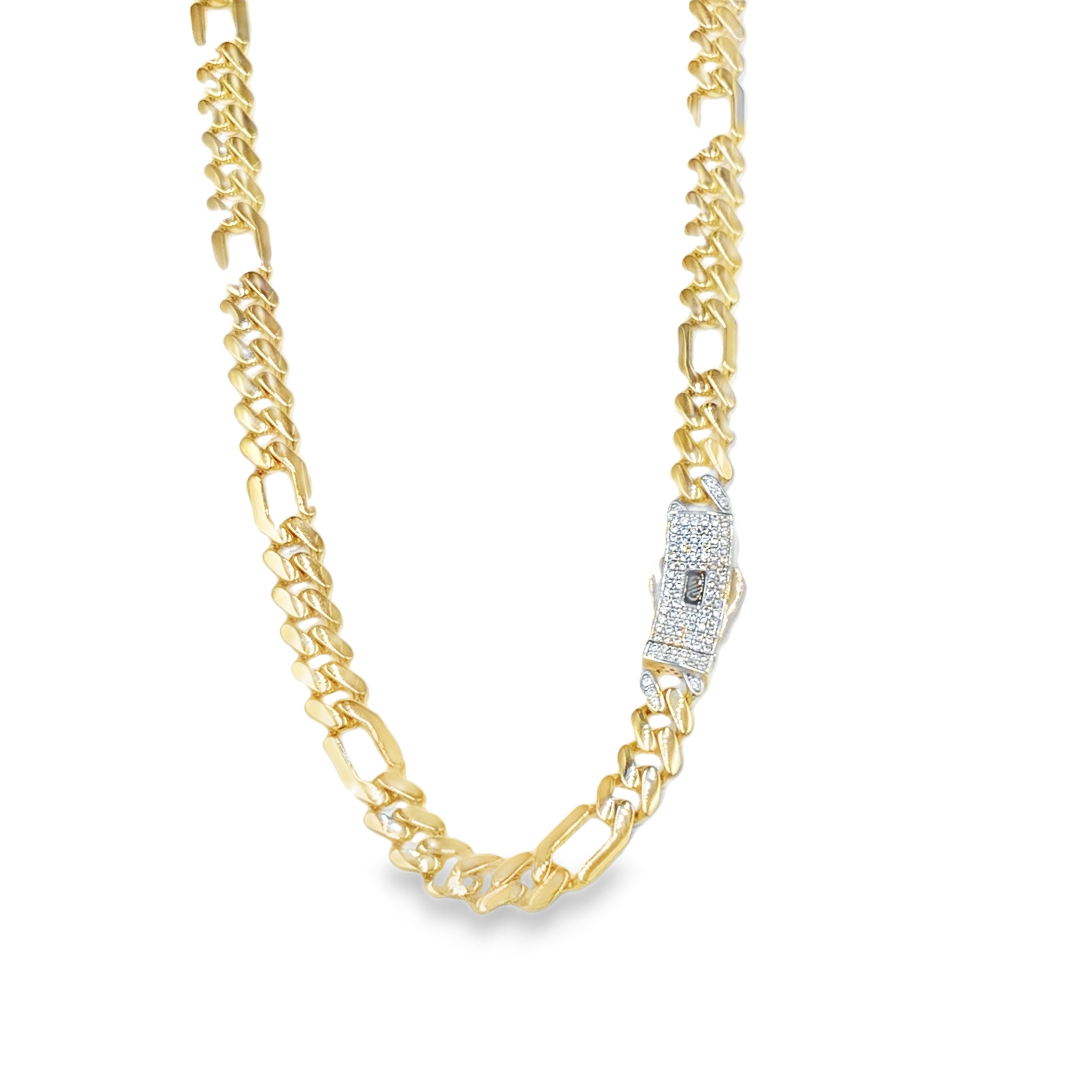 Cadena Elegante en Oro 14K con Cierre en Zirconia Blanca