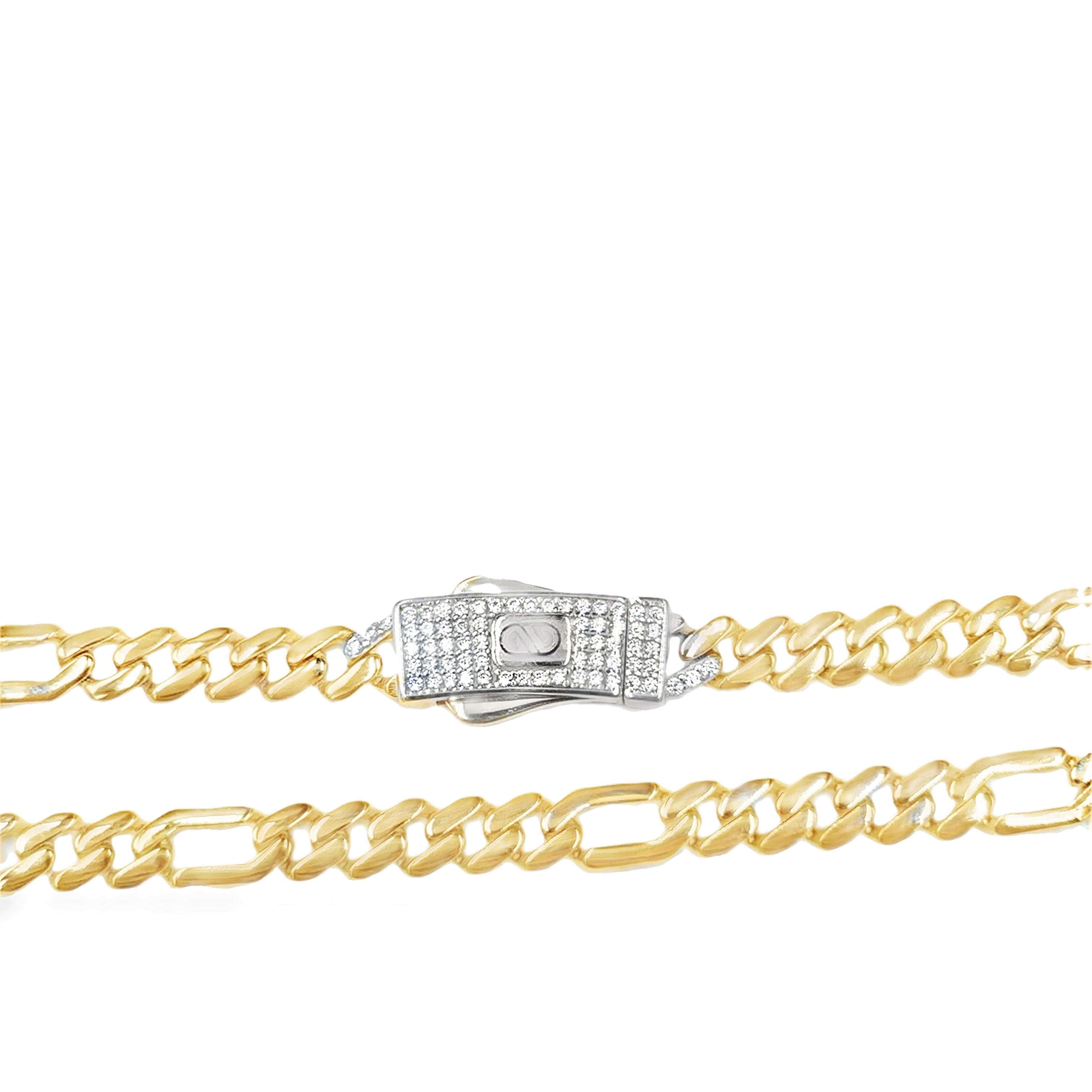Cadena de Oro Amarillo 14K con Broche de Zirconia Blanca