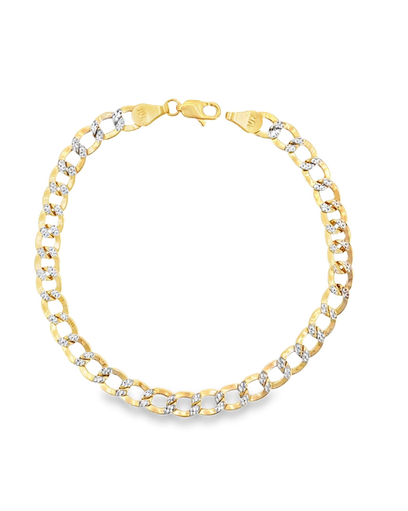 PULSERA CUBANA DE ORO PAVE