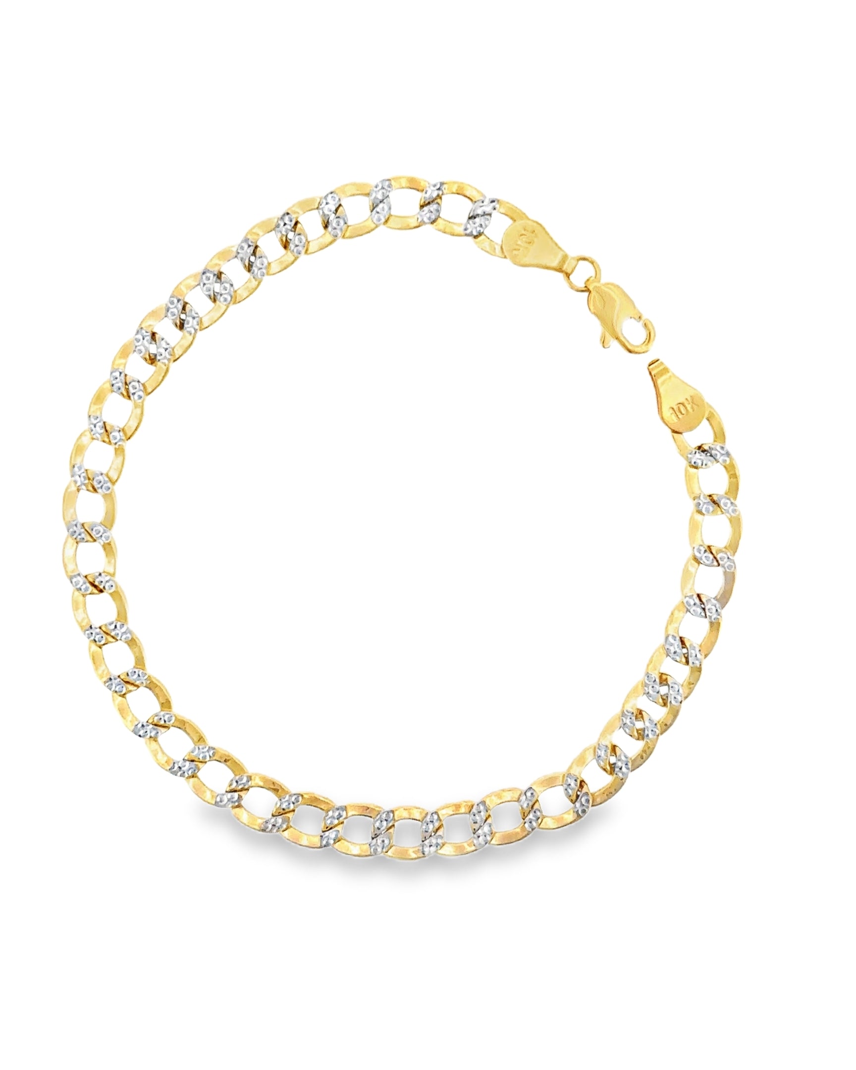 PULSERA CUBANA DE ORO PAVE