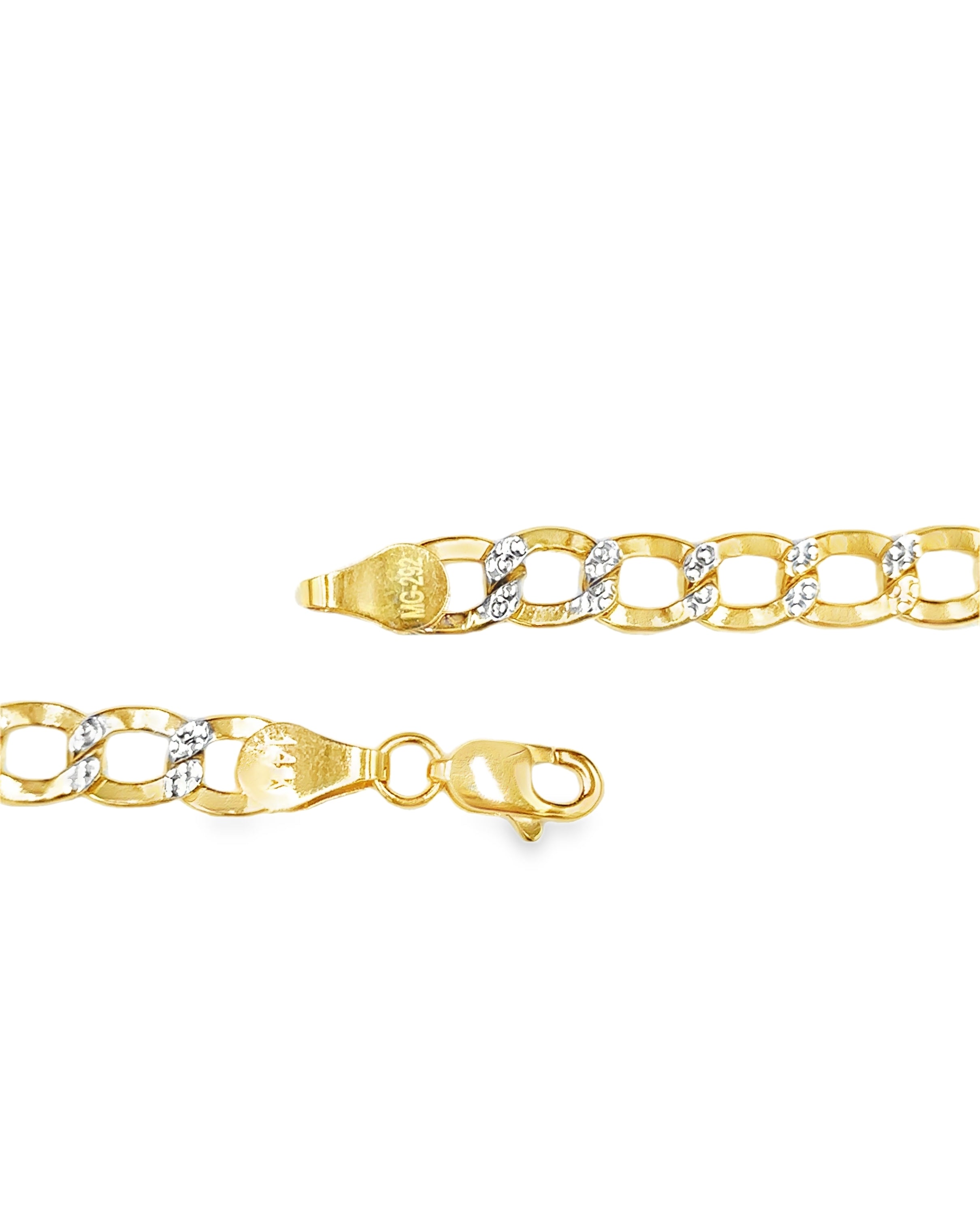 CADENA BARBADA ORO AMARILLO/PAVE 14K
