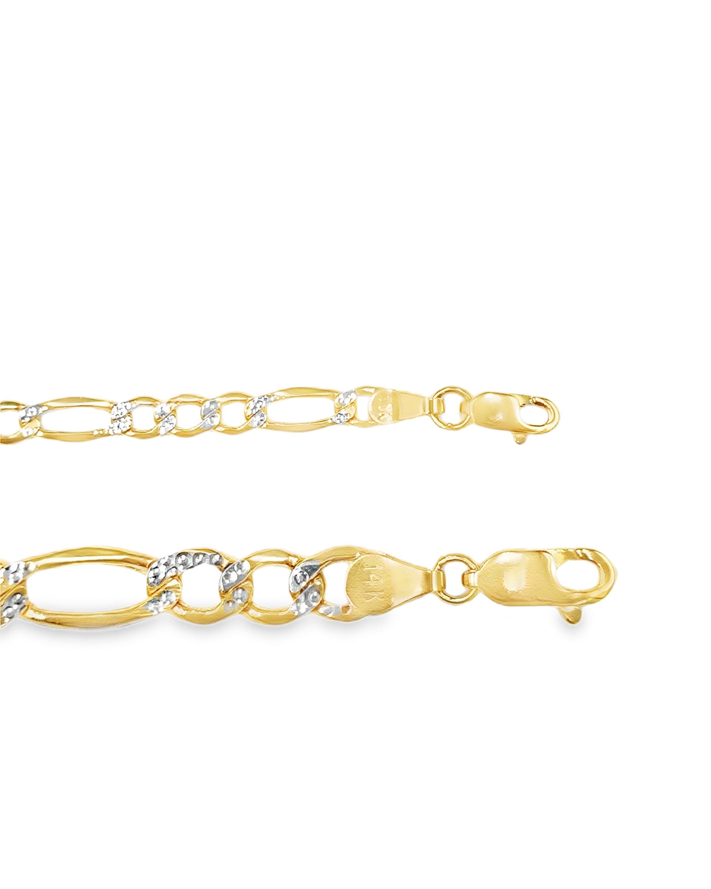 CADENA 3X1 PAVE ORO 14K