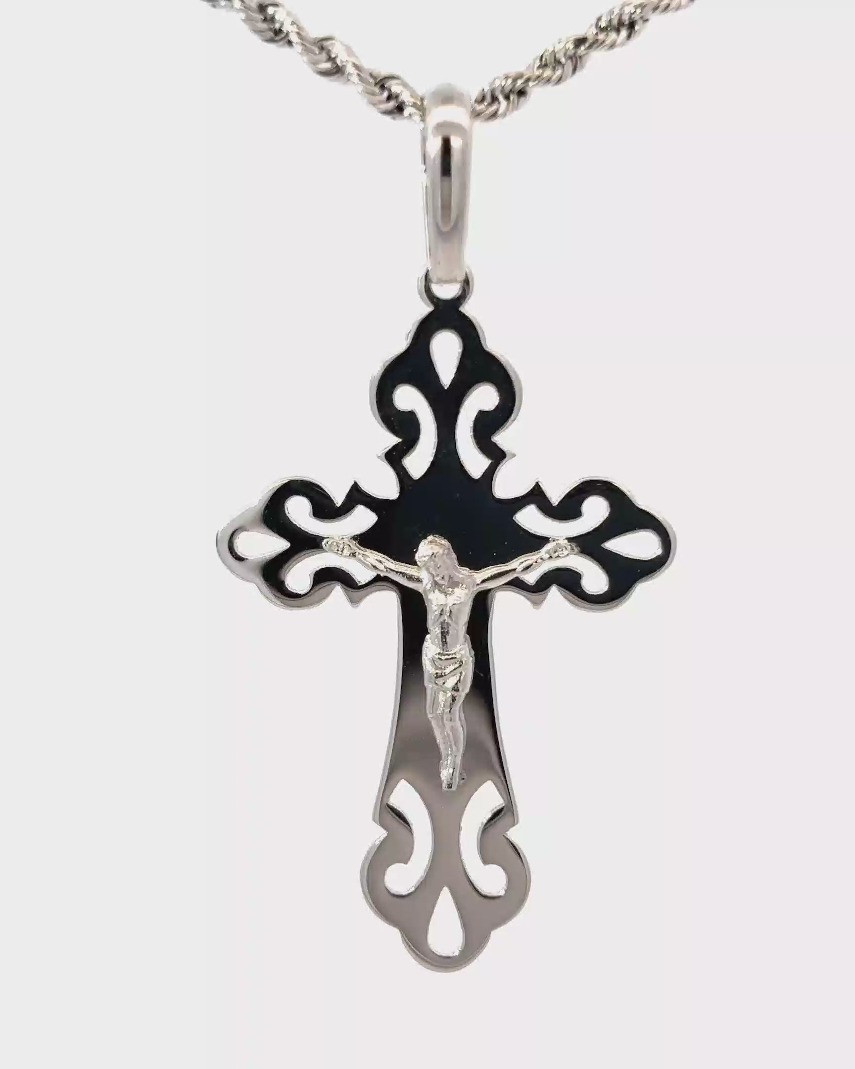 DIJE DE CRUZ EN ORO BLANCO DE 14K