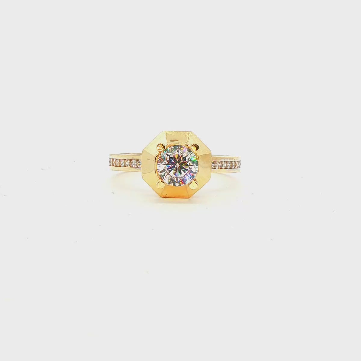 ANILLO SOLITARIO DE ORO AMARILLO 14K CON ZIRCONIA