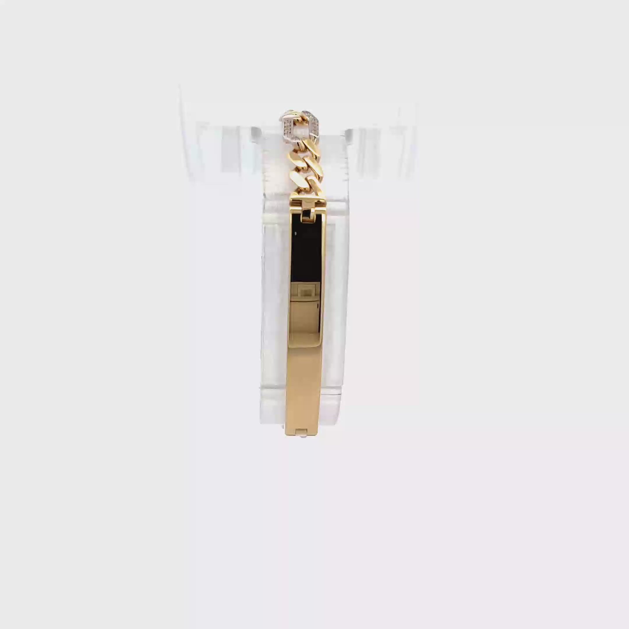 Esclava Moderna de Oro 14K con Broche en Zirconia Blanca