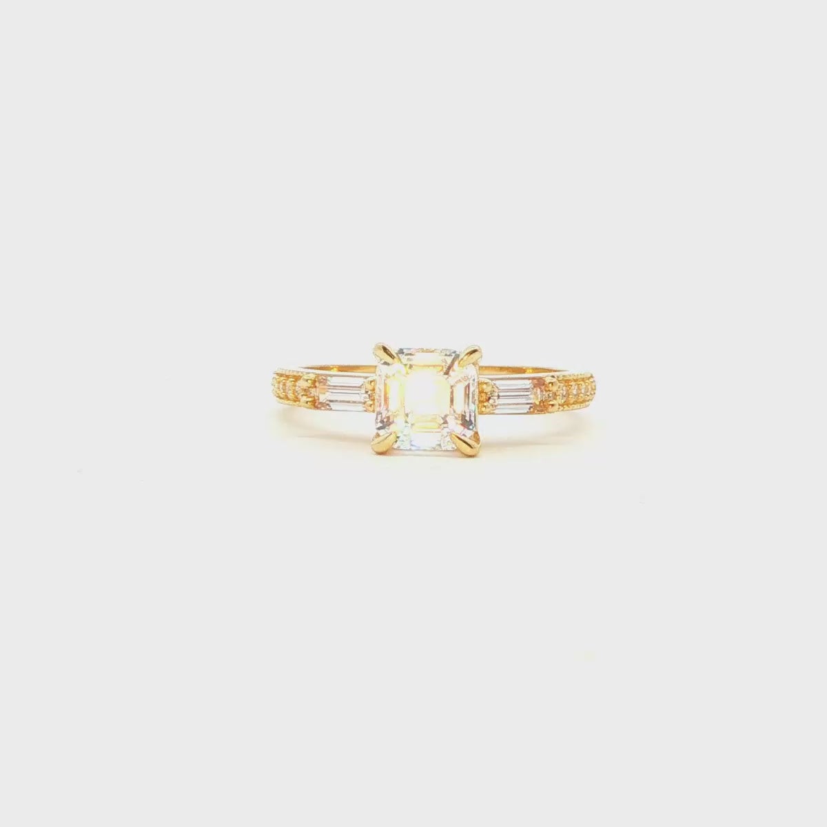 ANILLO SOLITARIO EN ORO 14K CON ZIRCONIA DE CRISTAL