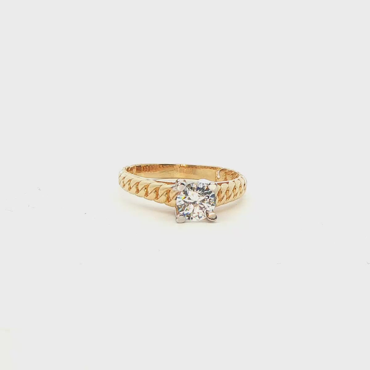 ANILLO DE ORO AMARILLO 14K CON ZIRCONIA BLANCA