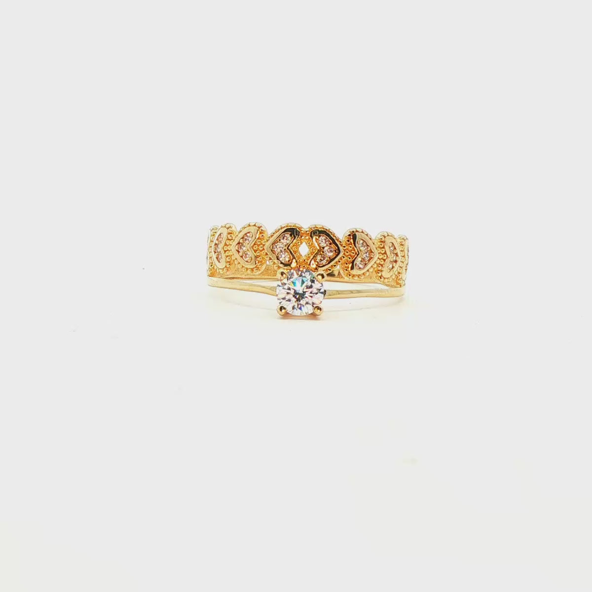 ANILLO SOLITARIO EN ORO 14K CON ZIRCONIA DE CRISTAL