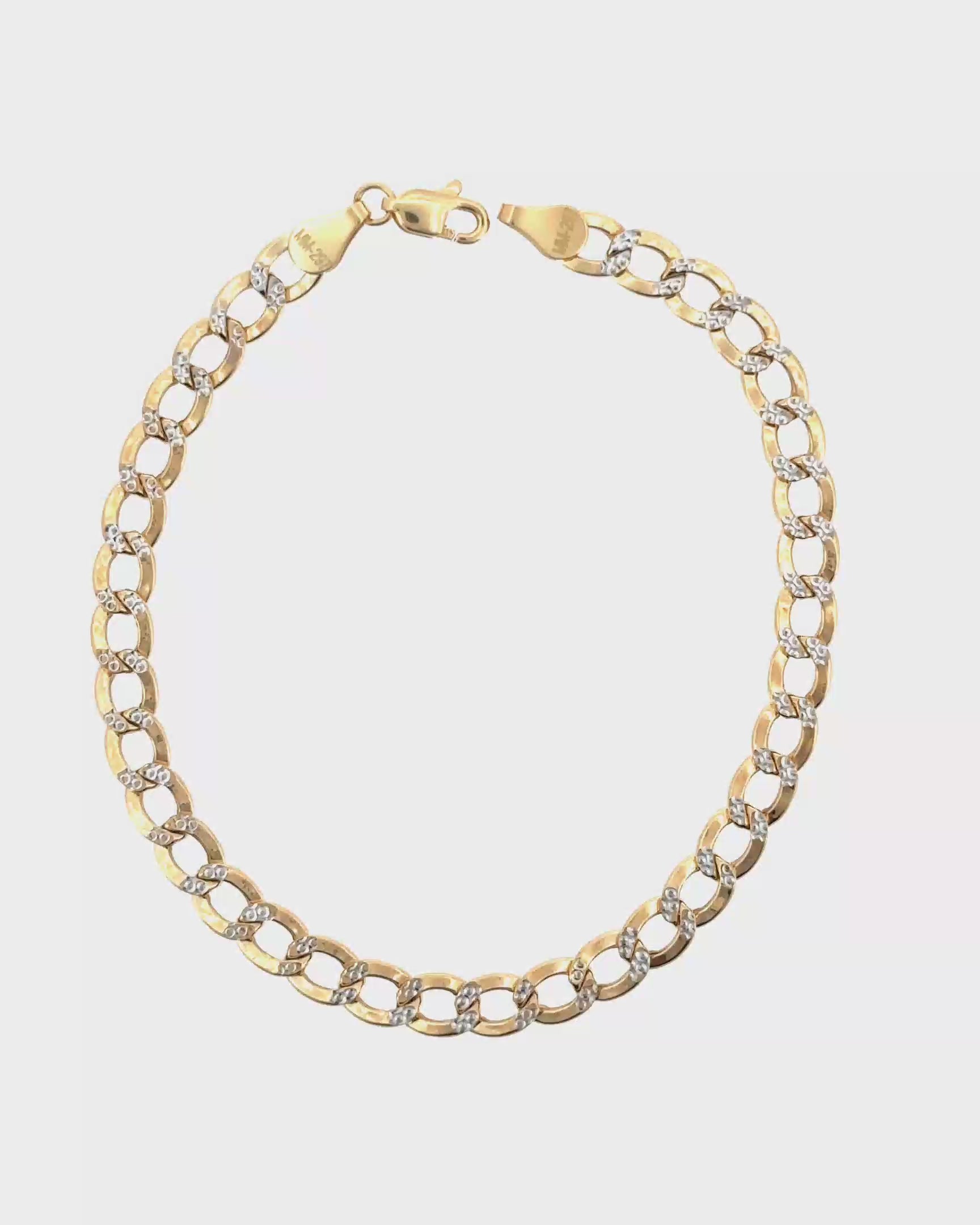 PULSERA DE ORO CUBANA PAVE