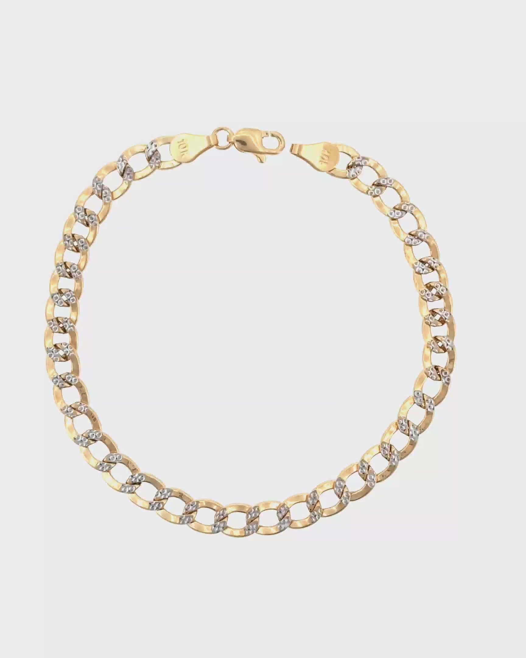 PULSERA CUBANA DE ORO PAVE