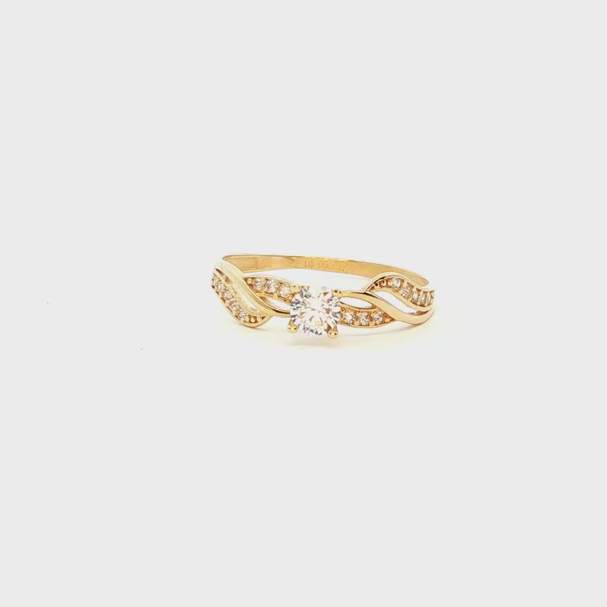 ANILLO SOLITARIO DE ORO AMARILLO 14K CON ZIRCONIA DE CRISTAL