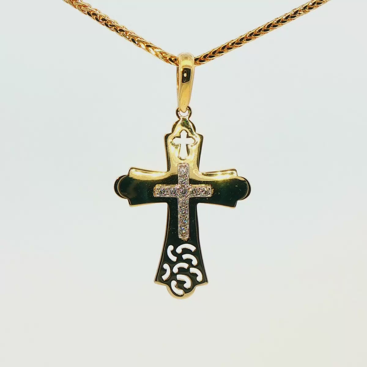 DIJE DE CRUZ EN ORO DE 14K TRES COLORES DISPONIBLES