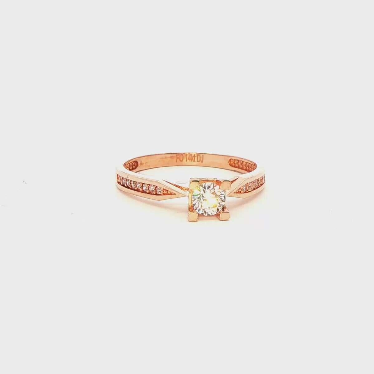 ANILLO EN ORO ROSA 14K CON ZIRCONIA BLANCA COMO PIEDRA PRINCIPAL
