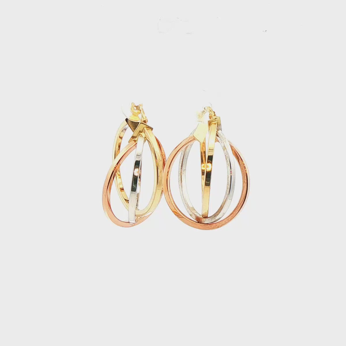 ARRACADAS TRIPLES EN OR DE TRES COLORES 14K