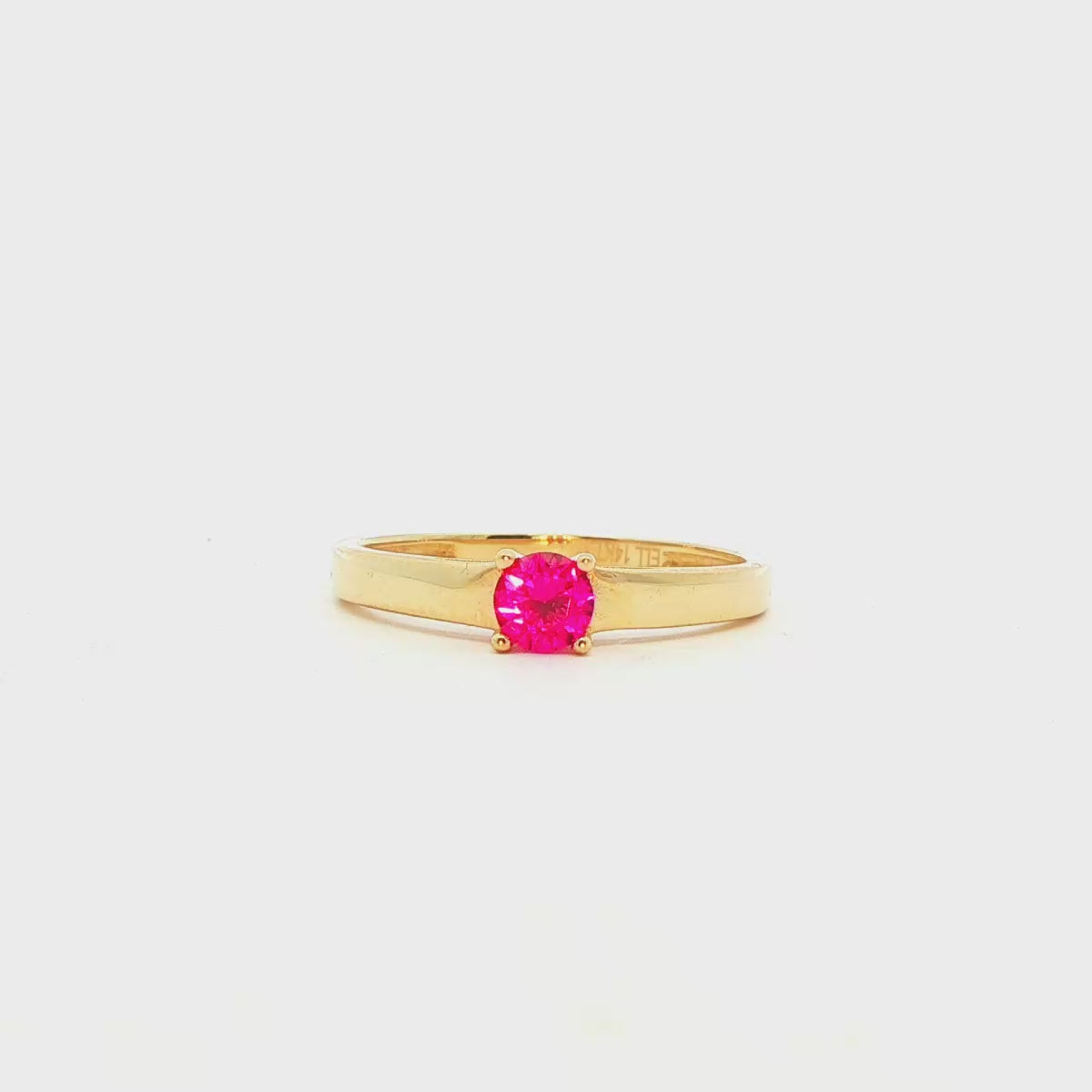 ANILLO SOLITARIO DE ORO 14K CON ZIRCONIA DE CRISTAL