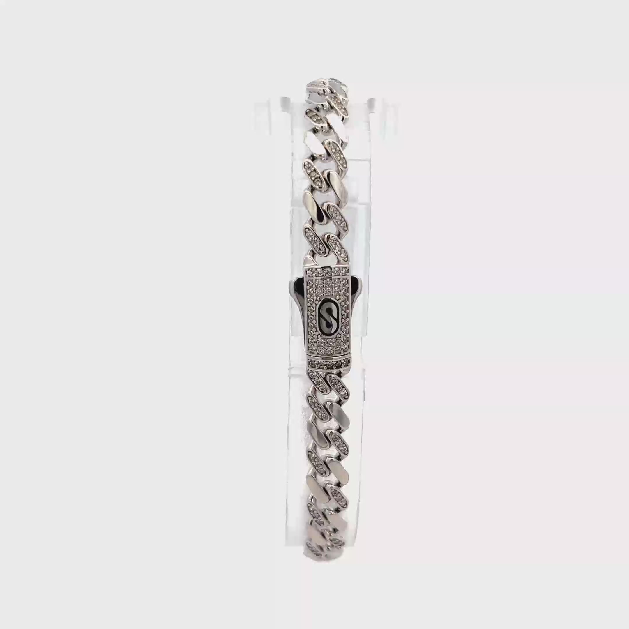 Pulsera Moderna en Oro Blanco 14K y zirconias