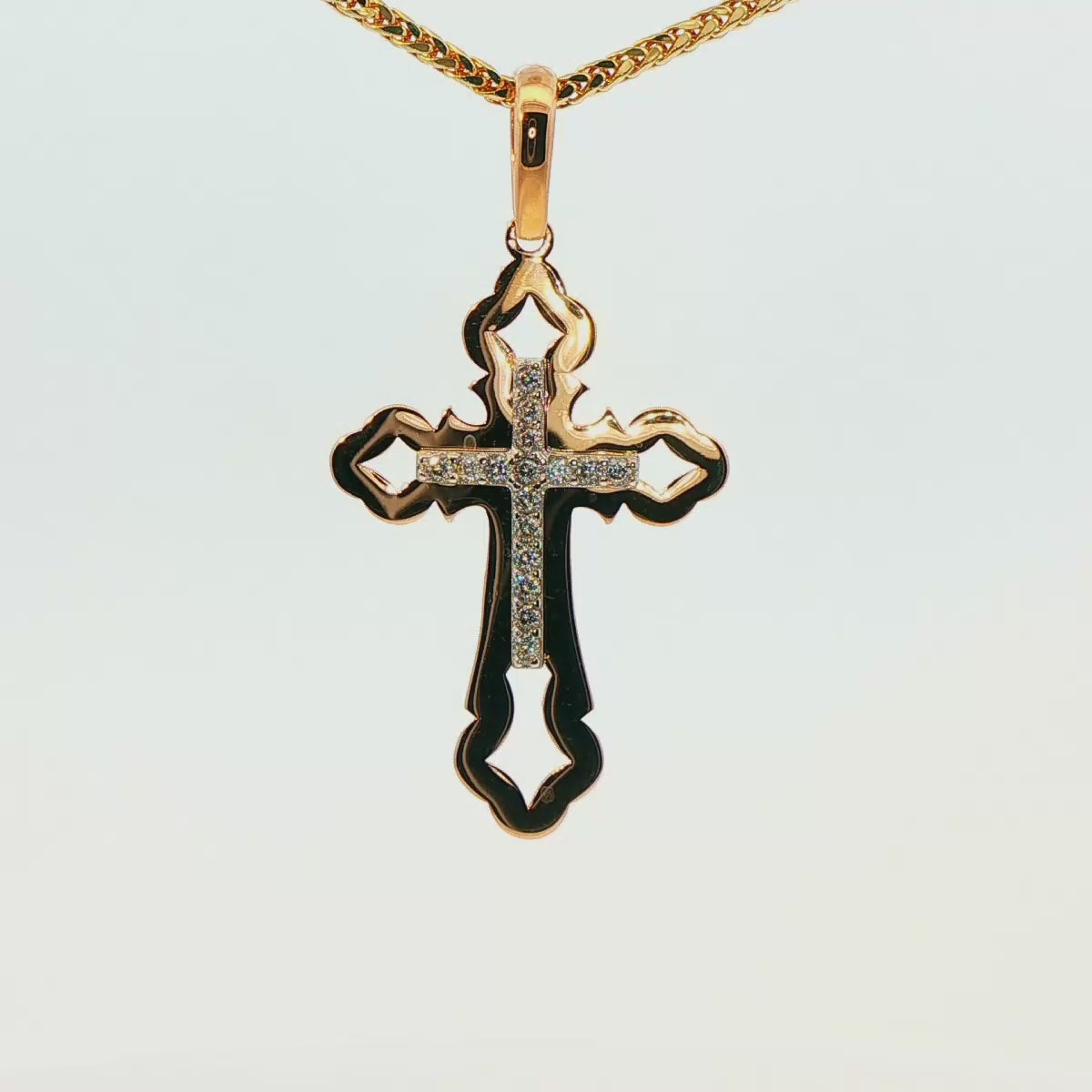 DIJE DE CRUZ EN ORO ROSA 14K