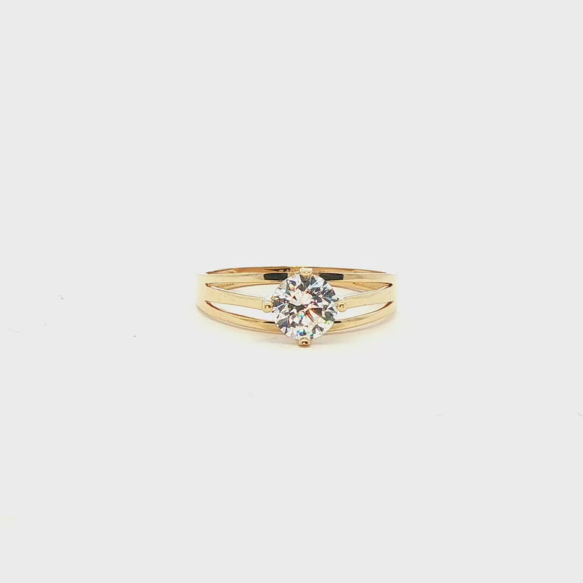 ANILLO SOLITARIO DE ORO AMARILLO 14K CON ZIRCONIA