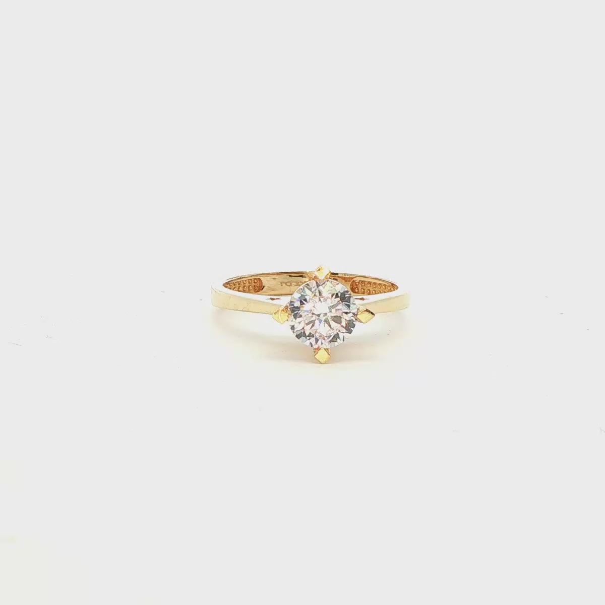 ANILLO SOLITARIO EN ORO AMARILLO 14K CON ZIRCONIA